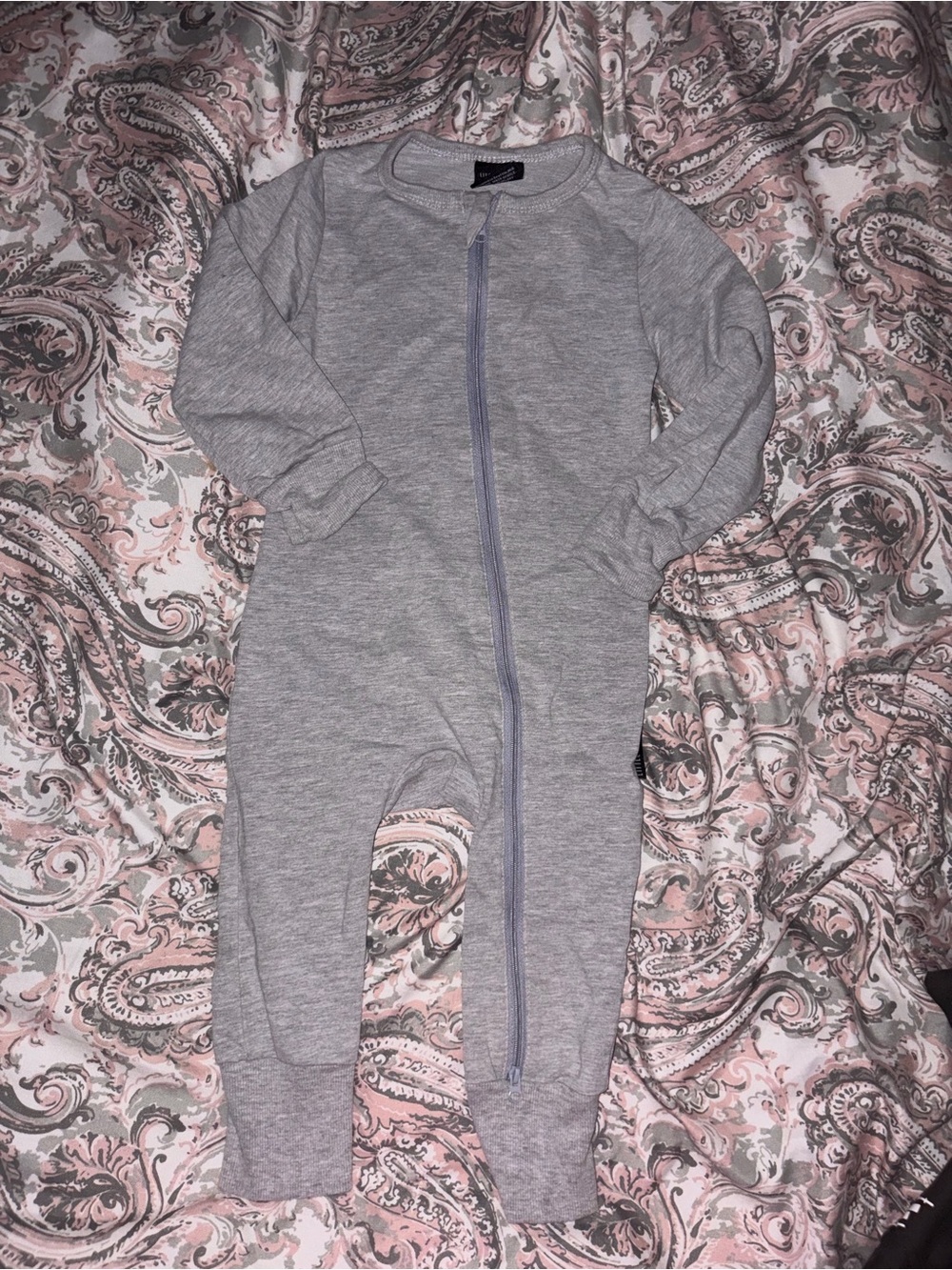 Little Bipsy Light Gray Zip-Up Baby Footed One-Piece